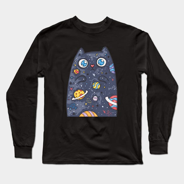 Space cat Long Sleeve T-Shirt by katanya78